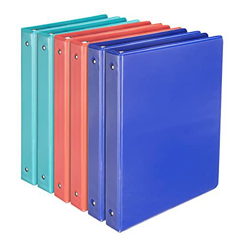 comix 1 Binders Basic 3 Ring-Binder 200 Sheets capacity for US Letter Size, color Assorted Binders, 6 Pack (Assorted)