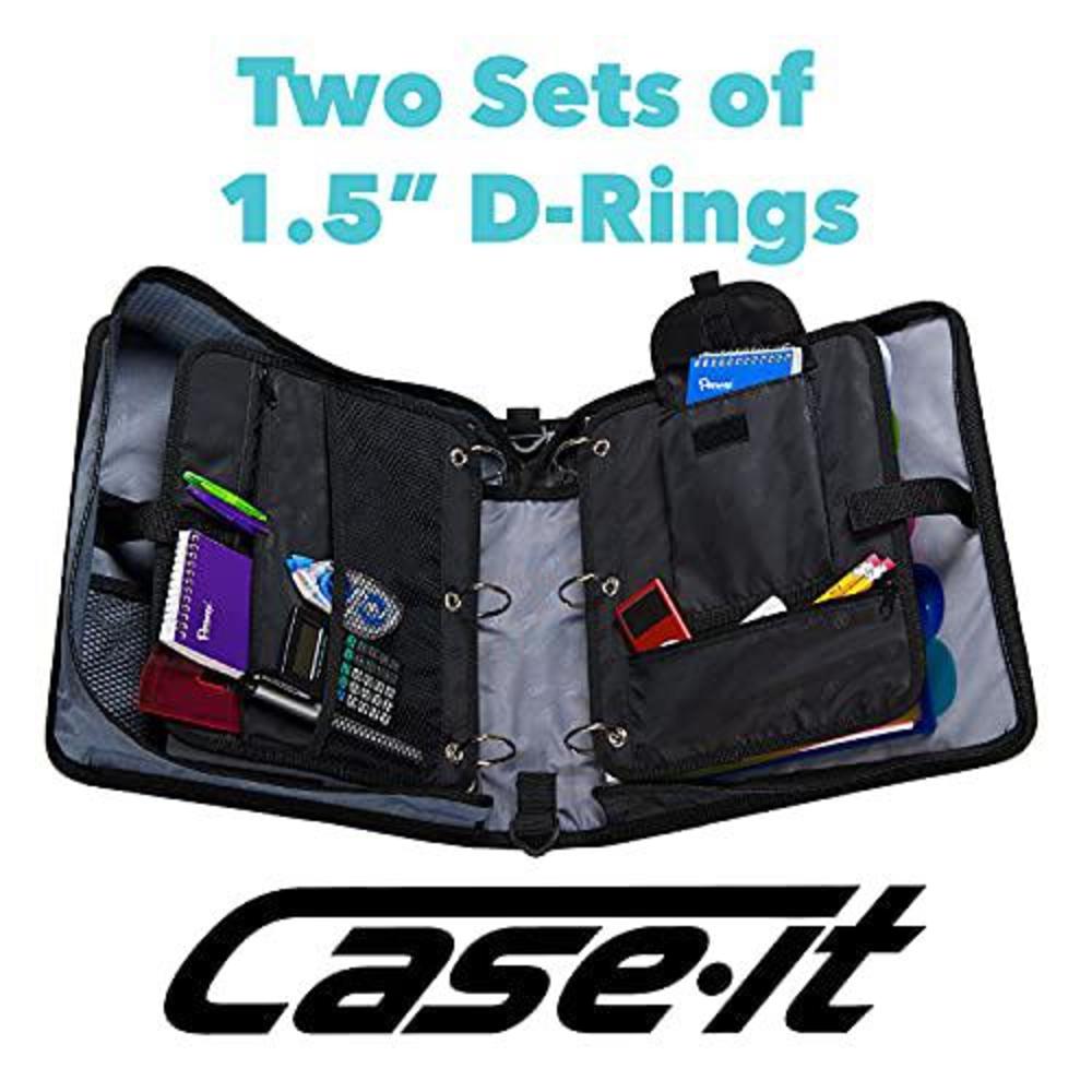 Case It case-it the dual 2-in-1 zipper binder - 2 inch d-rings- includes 5 subject expanding file folder - 800 page capacity - [blue]
