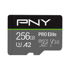 pny 256gb pro elite class 10 u3 v30 microsdxc flash memory card - 100mb/s, class 10, u3, v30, a2, 4k uhd, full hd, uhs-i, mic