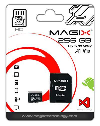 magix microsd card hd series class10 v10 + sd adapter, read speed up to 80 mb/s (256gb)