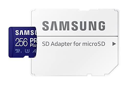 samsung pro plus + adapter 256gb microsdxc up to 160mb/s uhs-i, u3, a2, v30, full hd & 4k uhd memory card for android smartph
