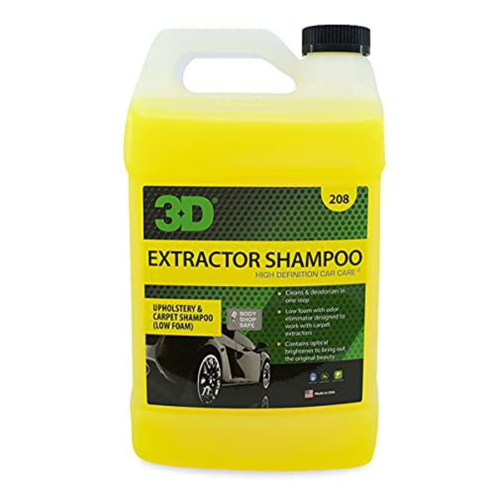 3d extractor carpet cleaner shampoo for machine use - upholstery cleaner, stain remover & odor eliminator - low foam, no resi