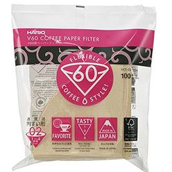 hario v60 paper coffee filters single use pour over cone filters size 02, natural, 100 count