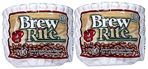 brew rite 4 cup coffee basket disposable filters - 400 ct