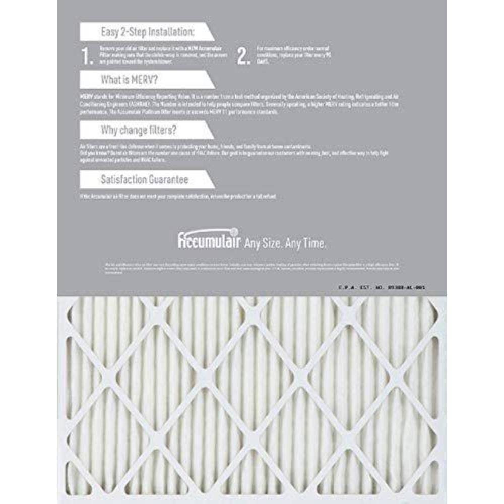 accumulair platinum 20x23x1 (actual size) merv 11 air filter/furnace filters (4 pack)