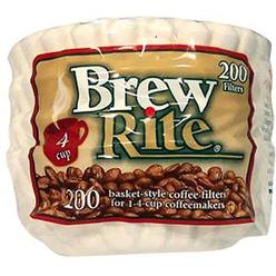 brew rite na 4 cup coffee basket disposable filters 200 c (white)