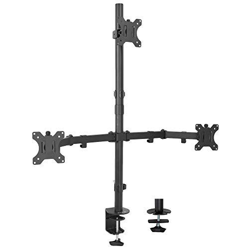 vivo triple lcd monitor desk mount stand heavy duty and fully adjustable, 3 screens up to 30 inches stand-v003t