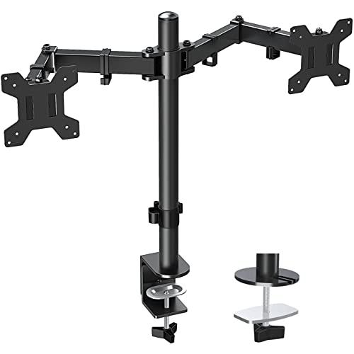 mountup dual monitor desk mount, fully adjustable dual monitor arm for 2 max 32 inch computer screens up to 19.8lbs, dual mon