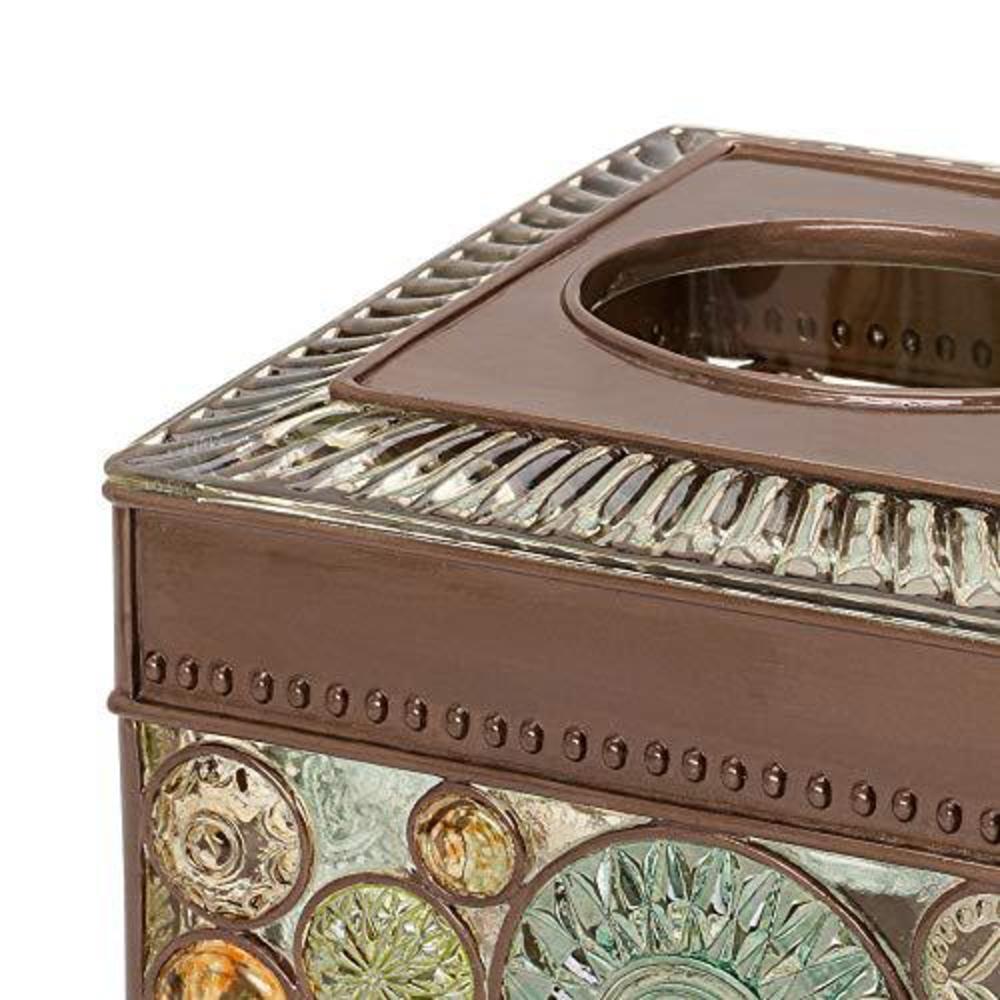 zenna home boddington, bronze finish with glass-like resin bathroom accessory tissue box cover