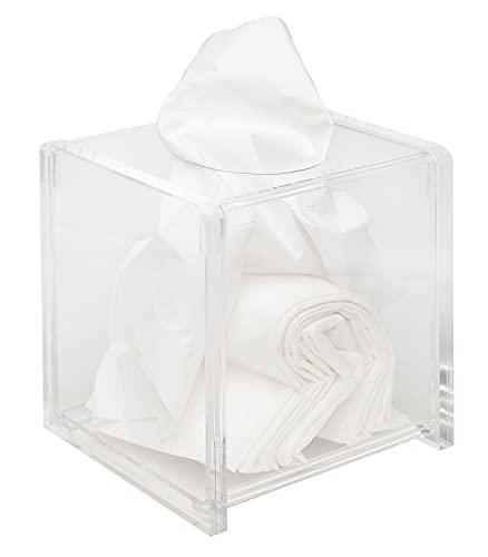 Decorative Things tissue box cover tissue box holder bathroom decor bathroom accessories storage organizers clear cube acrylic 5" x 5"
