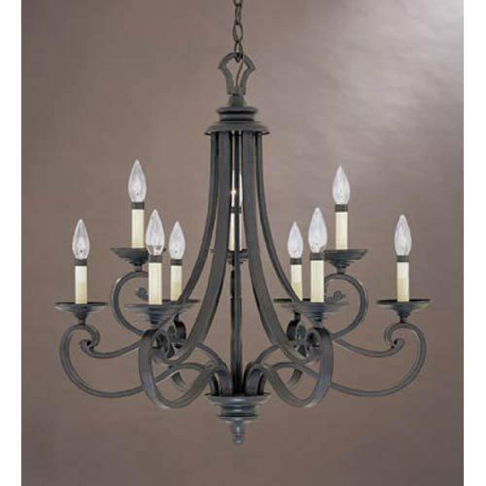 designers fountain 9039-ni barcelona 9-light chandelier, natural iron