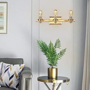 MOTINI motini 3-light gold bathroom vanity light fixture brushed brass  industrial rustic wall sconces up / down over mirror wall lig