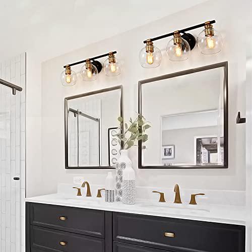 Classy Leaves Bathroom Vanity Light 3, Black And Gold Vanity Light Bar