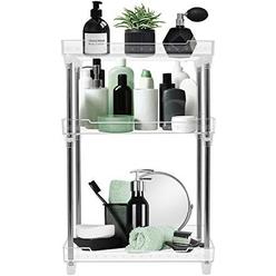 sorbus 3-tier organizer shelf stand, clear storage tray caddy for cosmetics, bathroom/kitchen supplies,toiletries, counter, v
