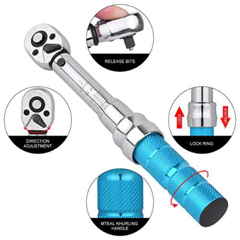 Homelae bike torque wrench set, 1/4 inch drive torque wrench 2 to 14 nm bicycle tool kit for mtb mountain road bikes with allen key, 