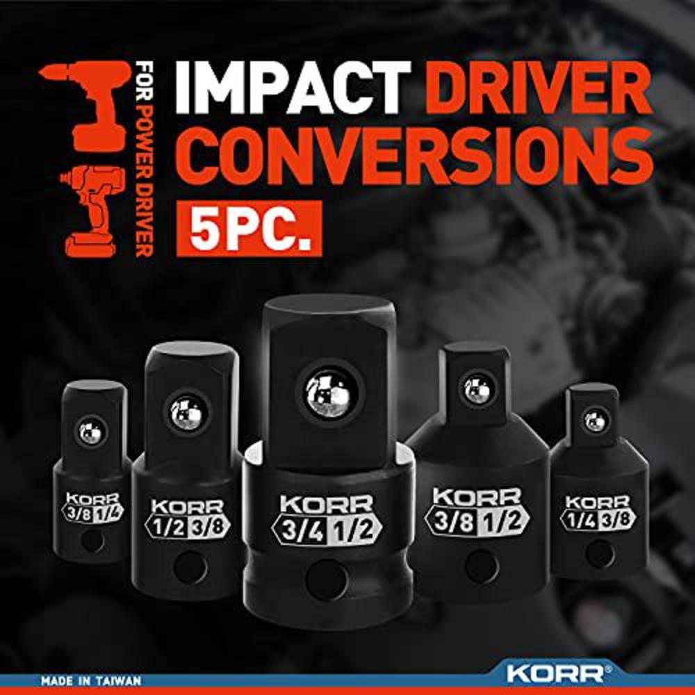 korr tools kss010 5pc impact driver conversion set | reducer set | socket adapter