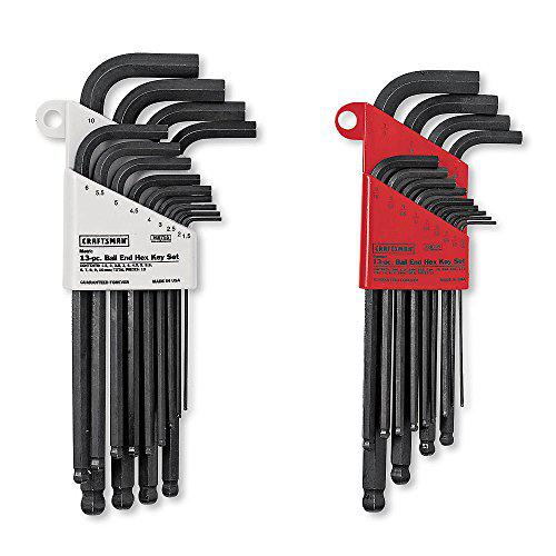 craftsman 9-46274 standard and metric ball end hex key sets 26-piece