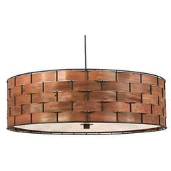 kenroy home casual 3 light pendant ,51inch height, 24 inch diameter with dark woven wood finish