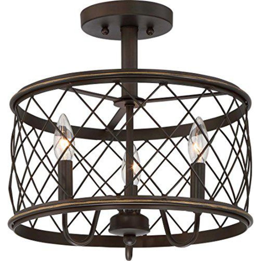 quoizel rdy1714pn dury cage semi-flush ceiling lighting,3-light, 180 watts, palladian bronze (15" h x 15" w)