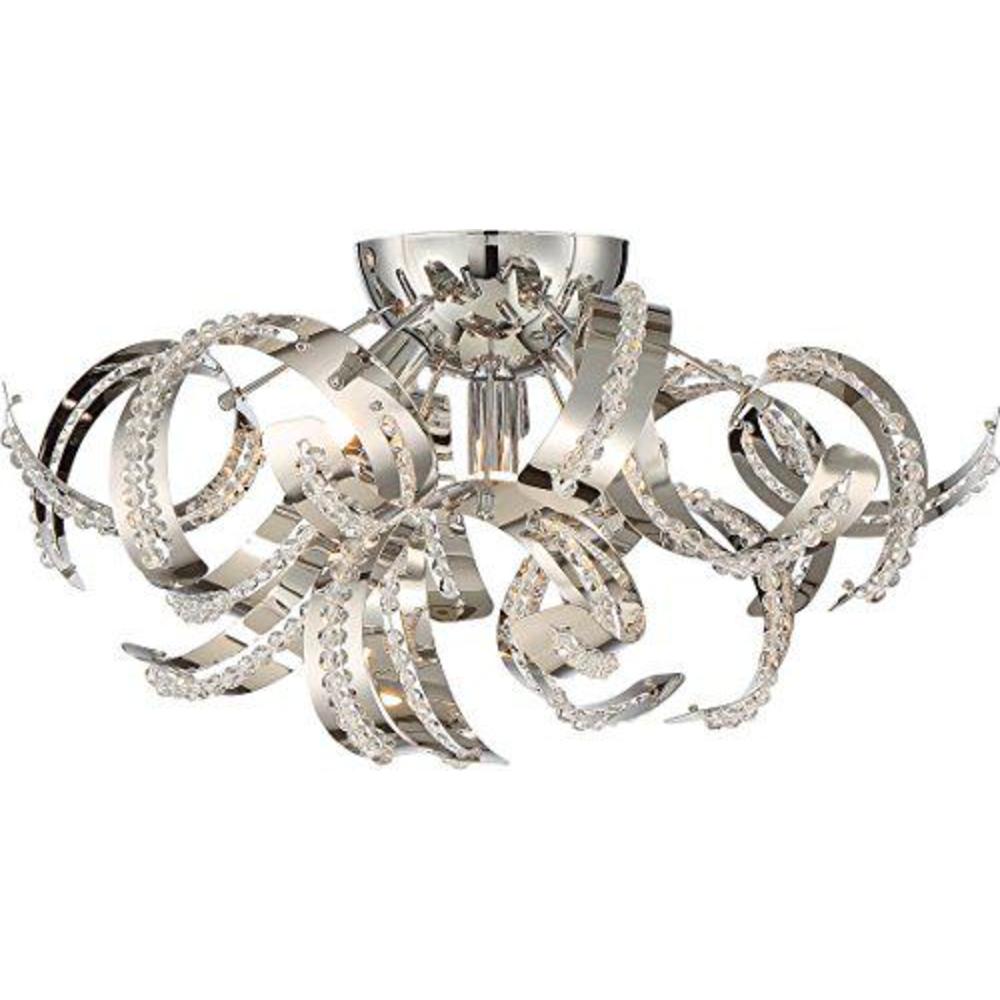 quoizel rbn1616crc ribbons platinum modern flush mount ceiling lighting, 4-light xenon 160 watts (8"h x 17"dia), crystal chro