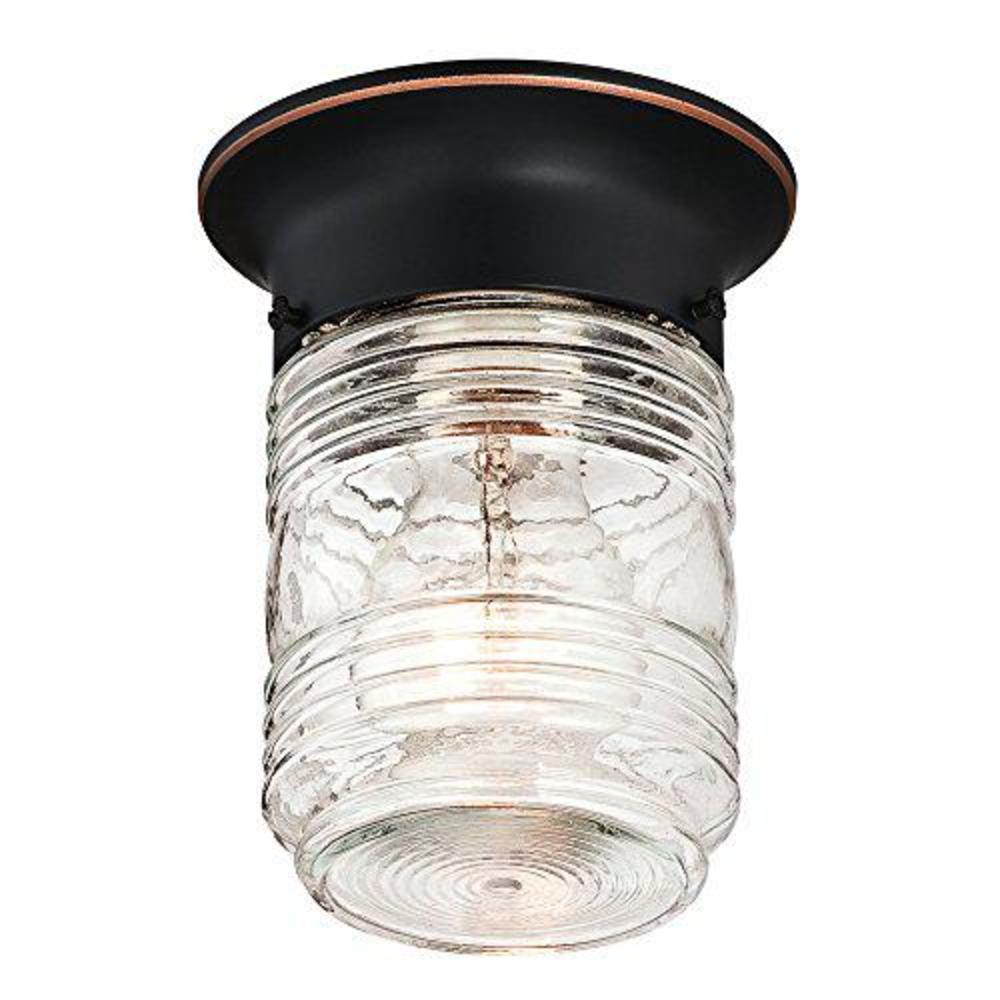 design house 587238 jelly jar 1-light indoor/outdoor flush mount ceiling light, oil rubbed bronze