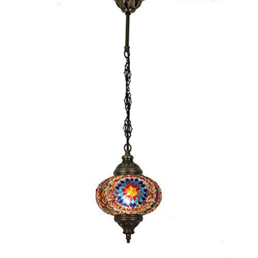 LaModaHome (31 models) handmade pendant ceiling lamp mosaic shade, 2019 stunning 16.5" height - 7" globe, turkish moroccan glass lantern