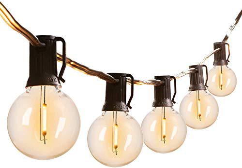 Brightown g40 outdoor string lights led 25feet patio lights with 27 led shatterproof bulbs(2 spare), waterproof globe hanging lights fo