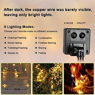 Brizled brizled solar string lights, 2 pack 39.37ft 120 led solar fairy  lights, 8 modes outdoor solar fairy lights string with memory