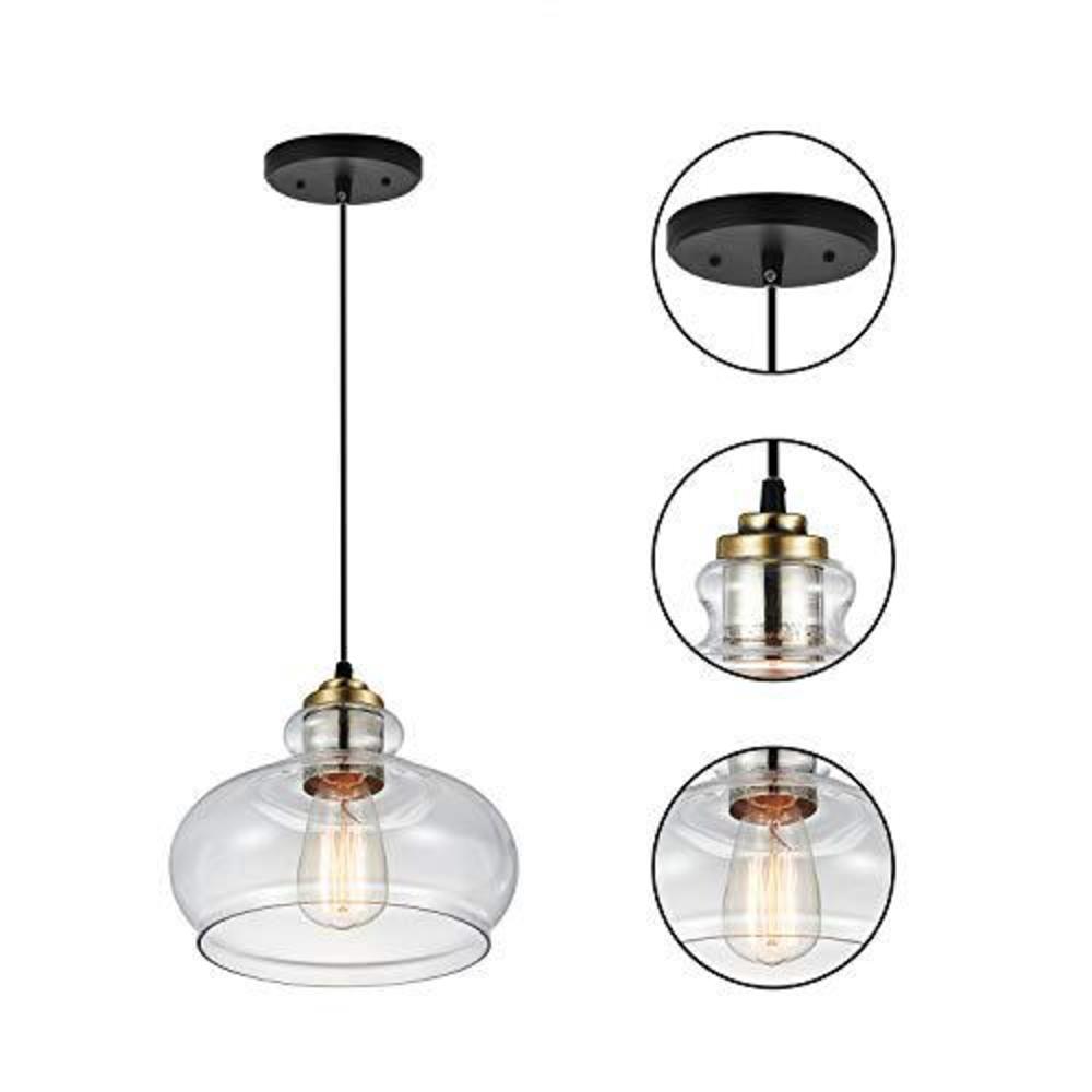 ankee industrial pendant light retro adjustable ceiling hanging lighting fixtures with clear glass shade for kitchen entryway