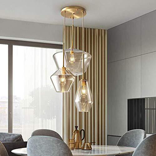 luolax champagne gold glass 3 heads hanging pendant light flush mount ceiling light fixture modern glass lamp chandelier for 