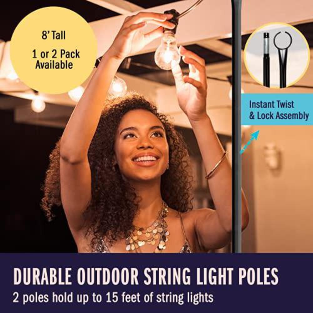 holiday styling string light pole for outdoor string lights - christmas light pole with hooks to hang up led lighting - outsi