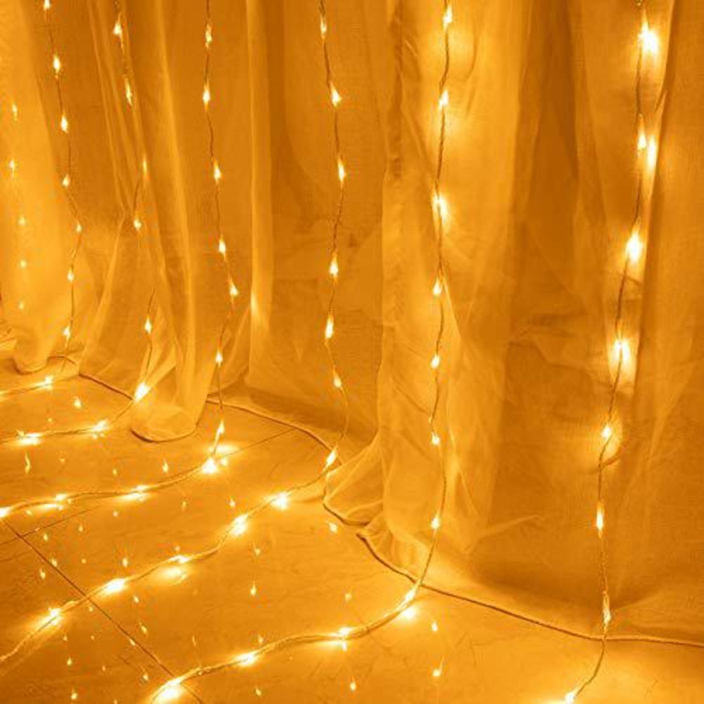 awq 300 led 6.6ft x 9.8ft window curtain string light window fairy lights 8 modes for christmas wedding home garden bedroom o