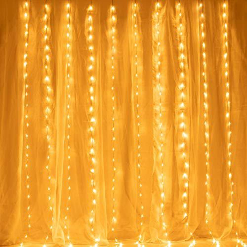 awq 300 led 6.6ft x 9.8ft window curtain string light window fairy lights 8 modes for christmas wedding home garden bedroom o
