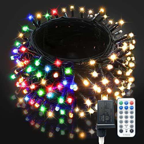 BlcTec christmas lights outdoor 300 led 108ft color changing christmas tree  lights warm white &multi color, 11 modes connectable plu