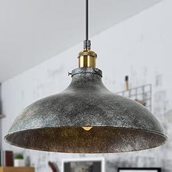 optimant lighting industrial barn pendant light, 1-light large vintage metal hanging lamp fixture for kitchen island, foyer, 