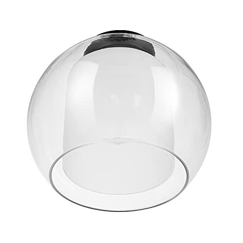 globe electric 61256 aura 1-light flush mount ceiling light, bronze, clear glass outer shade, frosted glass inner shade , bro