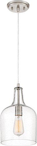 quoizel qpp3402bn piccolo glass mini pendant ceiling lighting, 1-light, 100 watt, brushed nickel (13"h x 8"w)