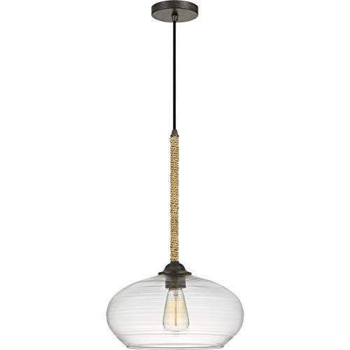 quoizel qpp4033tk merino glass mini pendant ceiling lighting with rope, 1-light, 100 watt, tarnished bronze (21"h x 13"w)