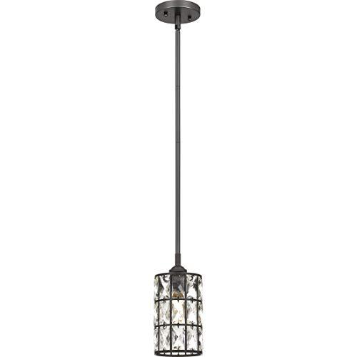quoizel qpp4046wt oliver crystal mini pendant ceiling lighting, 1-light, 100 watt, western bronze (10"h x 5"dia)