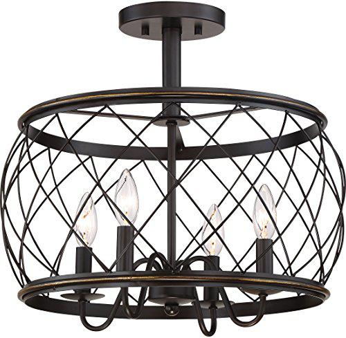 quoizel rdy1717pn dury cage semi-flush ceiling lighting, 4-light, 240 watts, palladian bronze (16" h x 18" w)
