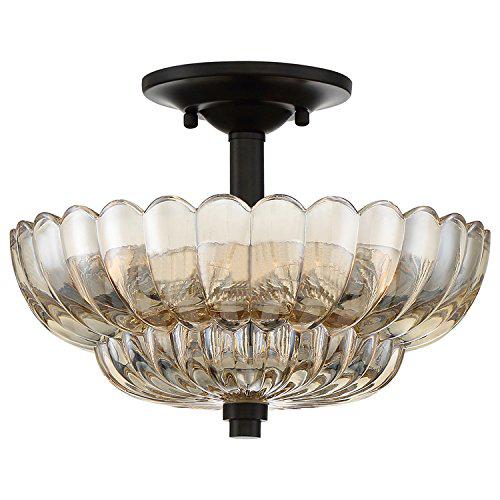 quoizel whp1712mc whitecap round amber semi flush mount ceiling lighting, 3-light, 180 watts, mottled cocoa (9"h x 12"w)