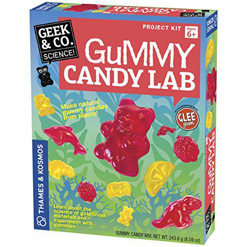 thames & kosmos gummy candy lab - bears, fruit, dolphins & dinosaurs! sweet science stem experiment kit, make your own gummy 