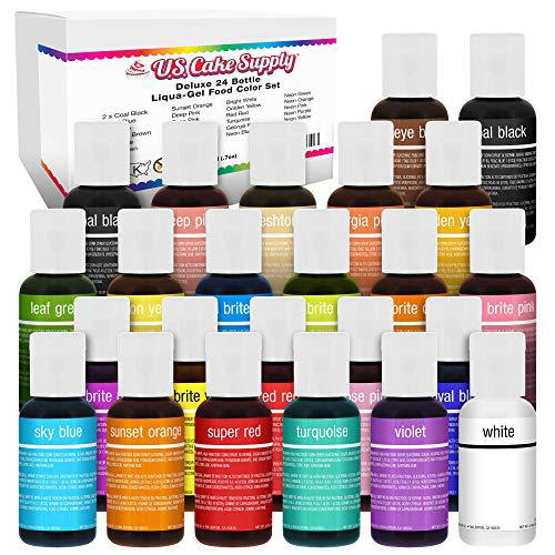 U.S. Cake Supply 24 color cake food coloring liqua-gel decorating baking primary & secondary colors deluxe set - u.s. cake supply 0.75 fl. oz.