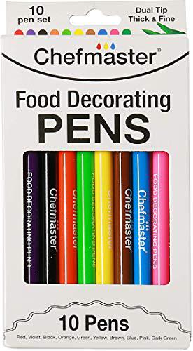 Chef Master chefmaster - food decorating pens - edible markers - 10 pack - dual-tipped pens, fade-resistant color, easily decorate desser
