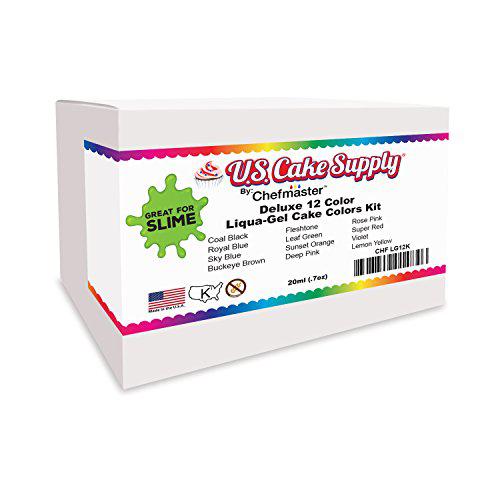 U.S. Art Supply 12 color food coloring liqua-gel decorating kit - u.s. art supply food grade, 0.75 fl. oz. (20ml) bottles, non-toxic primary 