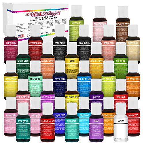 u.s. cake supply 36 color cake food coloring liqua-gel decorating baking master set of all 36 colors - 0.75 fl. oz. (20ml) bo