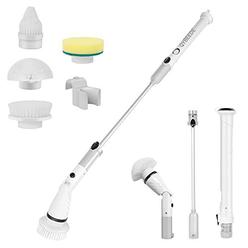 qybeede electric cleaning brush, rechargeable cordless multi-purpose 360 rotating shower spin scrubber adjustable arm power b
