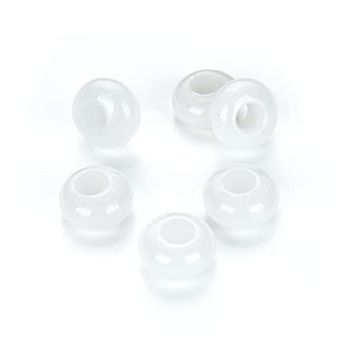 Adabele 10pcs natural white jade healing gemstone 14mm x 8mm rondelle round donut spacer beads (large hole 5.6mm) for charm jewelry m