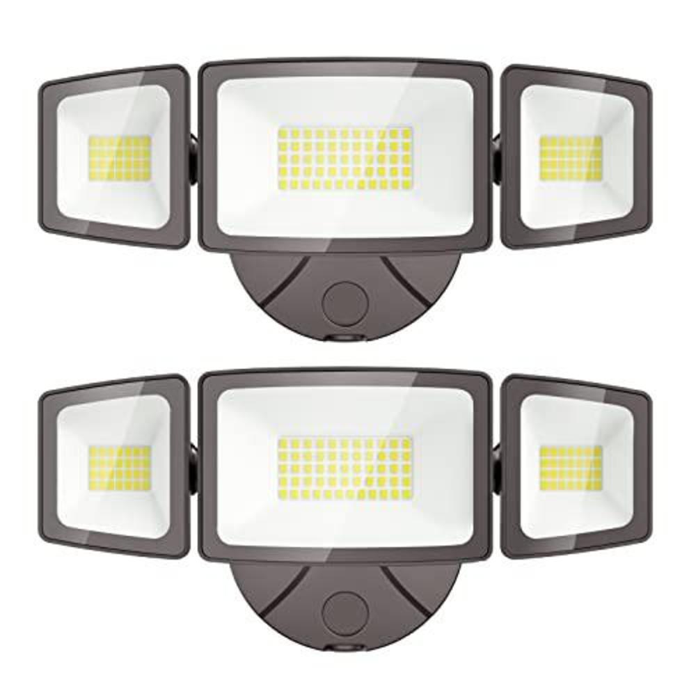 olafus 55w flood lights outdoor, 5500lm super bright led security light, 3 adjustable heads, 6500k ip65 waterproof wall mount