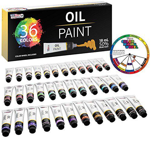u.s. art supply professional 36 color set of art oil paint in large 18ml tubes - rich vivid colors for artists, students, beg